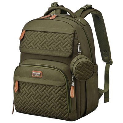 BabbleRoo Diaper Bag Backpack - Travel Large Baby Diaper Bag with Changing pad, Waterproof Baby Bags for Mom & Dad, Unisex Bags with Pacifier Case, Luggage Strap & Stroller Clips Army Green