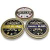 Luck Lab Set of 3 Metal Poker Buttons - Dealer Button, Big Blind and Small Blind Metal Weights (Position Markers) for Texas Hold Em - 1.75 inch view 2