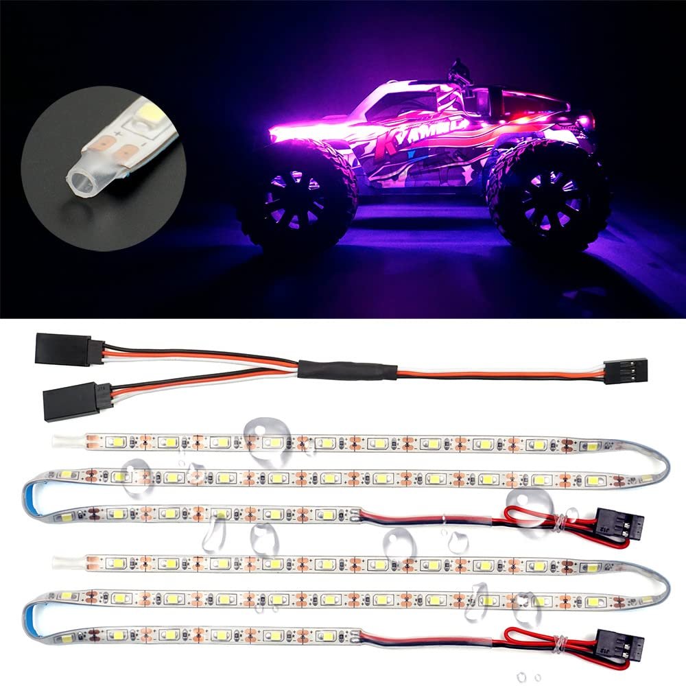 Waterproof LED Light Strips for RC Cars Trucks Airplanes Boats Drones Fixed Wing AR Wing Model Underglow Light (Pink)