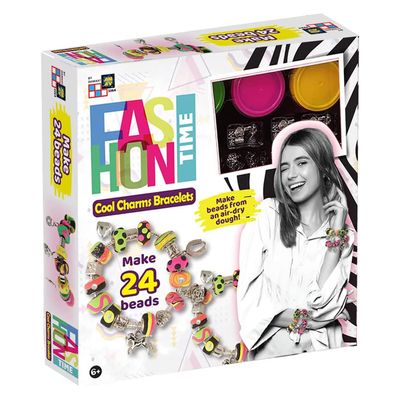 AMAV Toys Fashion time - Make Your own Cool Personalized Charm Bracelets, Craft Your Beads from The air-Dry Dough, Wear Your own Creation and Designs, Great as A Friendship Bracelet, Age 6+