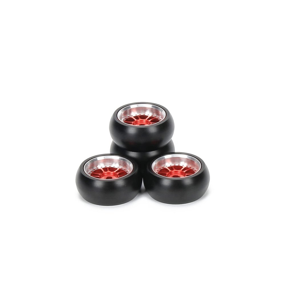 RCAWD 4X Alloy Rim Wheel Classic Drift Tire for Rc Hobby Model Car 1/28 Wltoys K969 K989 P929 Drift Rally Kyosho Mini-Z Mini-Q Mini-D(Red)