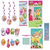 Shopkins Birthday Party Supplies Bundle Pack includes 3 Hanging Swirl Decorations, 1 Plastic Door Poster, 8 Photo Props, 1 Party Game for up to 16 Players (4 Pack Bundle) view 1
