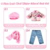 Rakki Dolli Doll Clothes 4 Piece Set Includes Pink Flower Snow Jacket, Knitted Wool Hat, Scarf and Hipster Jeans Fits for 18" American Girl Dolls (Doll and Shoes Not Included) view 3