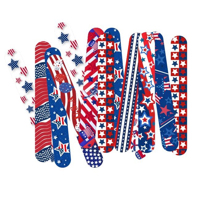 Dminya 50 Pcs Slap Bracelets for Kids 4th of July Slap Bracelets Bulk Snap Bracelet Party Supplies Favors Classroom Prizes Exchanging Gifts