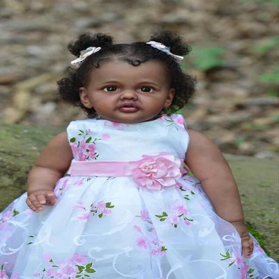 KOKOMANDY 28 inch Reborn Toddler Doll Black Girl Standing, Dark Brown Silicone Reborn African American Black Girl Cute Realistic Baby Doll Soft Weighted Body Collectible Doll for Adults