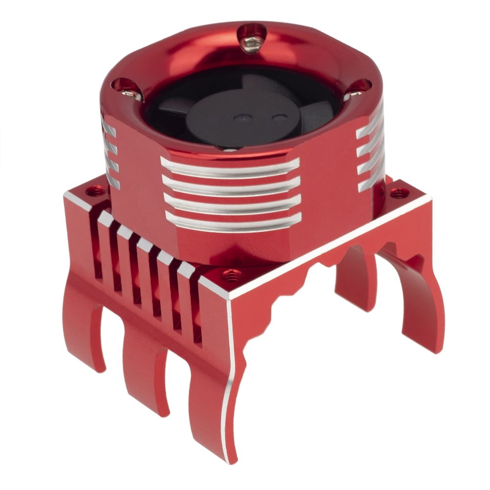 DKKY 42mm RC Cooling Fan Motor Heatsink 21000 RPM for Axial SCX10 Traxxas TRX4 Slash/Rustler/Stampede/Bandit Arrma Kraton Mojave Senton 1/8 1/10 RC Crawler Car 4274 4268 Motor, Red