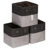 Sea Team 3-Pack Cubic Storage Basket Set, Storage Cube Organizer, Clothes Toys Bin, 11 x 11 x 11 Inches, Big Square Canvas Fabric Collapsible Shelf Box with Handles for Kids Room (Grey/Black) view 1