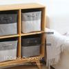 Sea Team 3-Pack Cubic Storage Basket Set, Storage Cube Organizer, Clothes Toys Bin, 11 x 11 x 11 Inches, Big Square Canvas Fabric Collapsible Shelf Box with Handles for Kids Room (Grey/Black) view 2