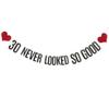30 Never Looked So Good Banner, Pre-Strung, No Assembly Required, Black Paper Glitter Party Decorations for 30th Birthday Party Supplies, Letters Black,ABCpartyland view 1
