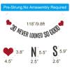 30 Never Looked So Good Banner, Pre-Strung, No Assembly Required, Black Paper Glitter Party Decorations for 30th Birthday Party Supplies, Letters Black,ABCpartyland view 2