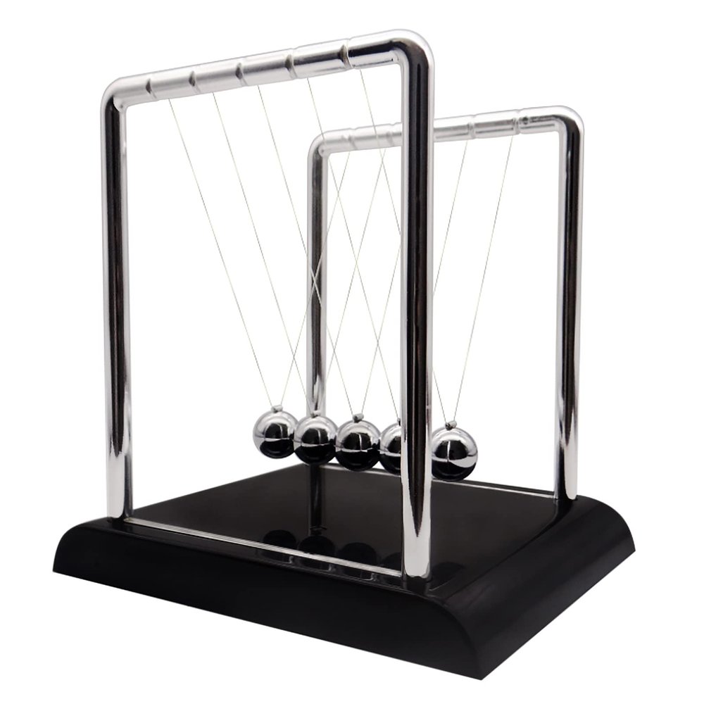 BEWITU Newtons Cradle Balance Pendulum, Swinging Kinetic Balls, Fun Science Physics Accessories for Adults, Calm Down Fidgets Kit, Desk Toys for Stress Relief, Office Desk Decoration (Large Black)