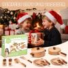 WHOHOLL Wooden Play Cooking Set with Plates and Dishes, Kitchen Toys for Kids 3 4 5 6, Montessori Play Kitchen Accessories Including Pots and Pans, Christmas Birthday Gifts for Girls Boys view 2