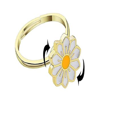 Fidget Spinner Rings Butterfly Daisy Flower Rotating Spinning Anxiety Ring for Women Adjustable Open Sunflower Ring Fidget Rotatable Calming Worry Meditation Ring Stress Relief Ring-Style 3