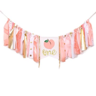 Baby Birthday Decoration 1st Birthday High Chair Banner Peach Theme Party Supplies Photo Props Sweet First Birthday Banner