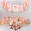 Baby Birthday Decoration 1st Birthday High Chair Banner Peach Theme Party Supplies Photo Props Sweet First Birthday Banner view 3