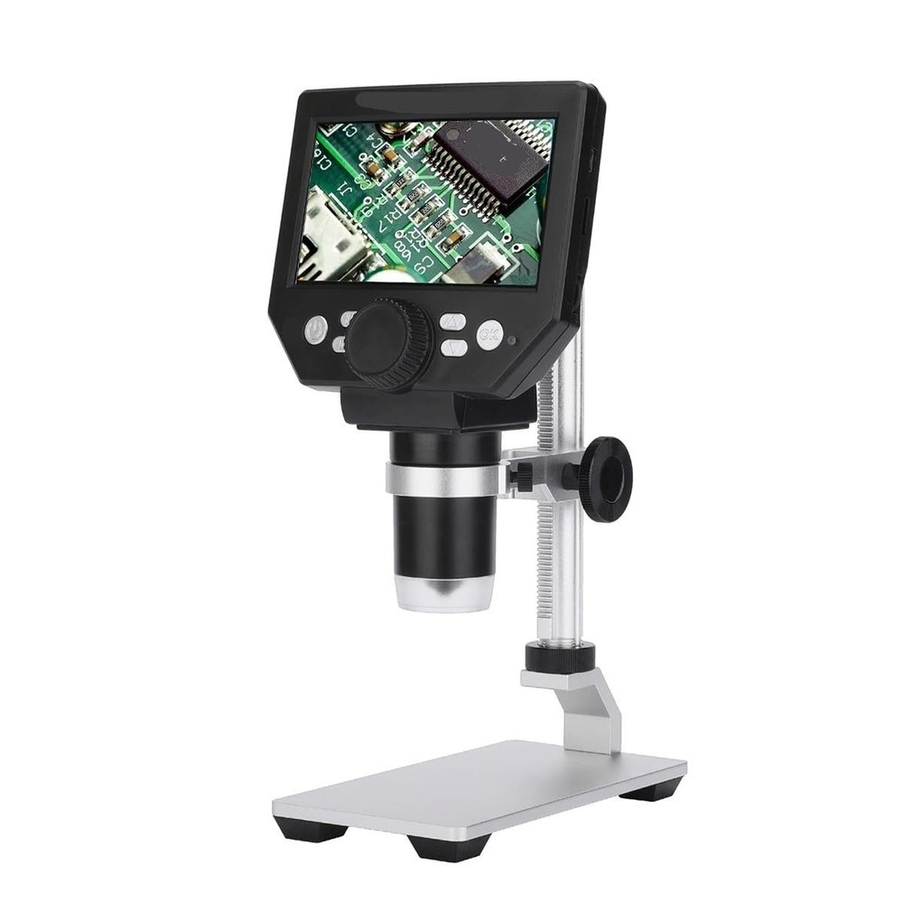 Lab Microscope Slides Microscope 4.3 Inch Large Base LCD Display 8MP 1-1000X Continuous Magnifier Microscope Parts (Color : Metal stents, Magnification : 1000X)