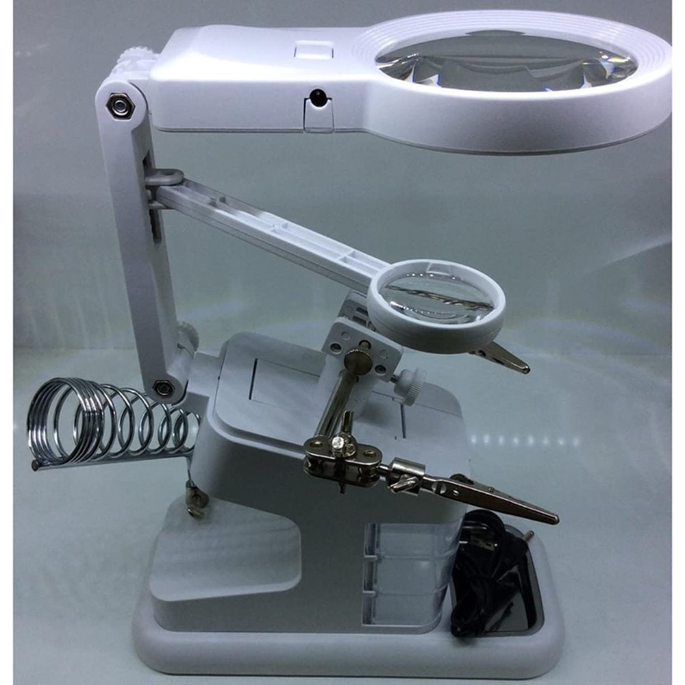 Lab Microscope Slides 3X 25X 4.5X Metal Desktop Table Light Microscope Parts (Color : White)