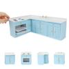 Miniature Furniture Dollhouse Kitchen Cabinets Set 1:12 Scale Wooden Model Freely Combined 4PCS Mini House Accessories Furnishings Kit Decoration Gift (Blue) view 1