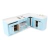 Miniature Furniture Dollhouse Kitchen Cabinets Set 1:12 Scale Wooden Model Freely Combined 4PCS Mini House Accessories Furnishings Kit Decoration Gift (Blue) view 4