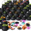 Jerify 320 Pieces Halloween Party Favors 40 Pack Prefilled Small Plastic Witch Cauldron Cauldrons Game Toy with Spider Rings Pumpkin Spinner Tops Halloween Toy Eyeballs Hands view 1