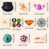 Jerify 320 Pieces Halloween Party Favors 40 Pack Prefilled Small Plastic Witch Cauldron Cauldrons Game Toy with Spider Rings Pumpkin Spinner Tops Halloween Toy Eyeballs Hands view 3