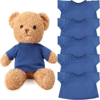 Skylety 6 Pcs Bear Clothes Basic Tee Shirt Classic Stuffed T Shirt Plush Crew Neck for Stuffed Bears Doll with 14 - 18 Inch, Bear Not Included(Blue)