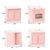 Miniature Furniture Dollhouse Kitchen Cabinets Set 1:12 Scale Wooden Model Freely Combined 4PCS Mini House Accessories Furnishings Kit Decoration Gift (Pink) view 2