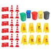 TOYANDONA 31Pcs Road Signs for Kids, Miniature Plastic Traffic Cones Mini Barrel Roadblocks Toys Set Educational Playset Pieces for Boys& Girls view 1