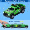 G.C 4 Pack Pickup Truck Trailer Toys for Boys Kids Toy Camper Boat Diecast Truck Vehicle 1:36 Scale Pull Back Metal Car Toys Playset with Light Sound view 2