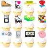 24pcs 90s Cupcake Topper 1990s Retro Theme Decor 90's Decade Throwback Party Decorations Supplies view 1