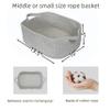 Woven Cotton Rope Storage Basket with Handles for Organizing Shelves Closet Small Cat Dog Pet Toy Baskets Box Bin Decorative Rectangle Baby Nursery basket Gift basket Empty(light grey) view 3