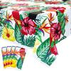 4 Pack Hawaiian Luan Tablecloths - 86.6x51.2 Disposable Plastic Tropical Palm Leaf Tablecloths, for Hawaiian Luan Party Decorations, Jungle Safari Theme Party, Summer Beach Kids Birthday Supplies view 1