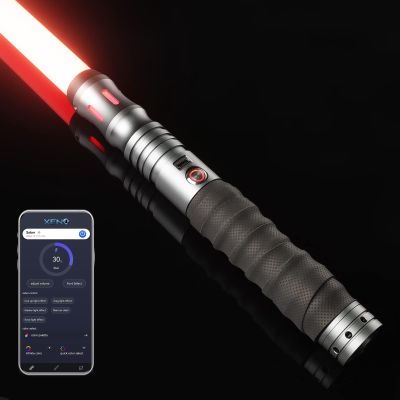 Adawlert Smooth Swing Dueling Lightsaber - Motion Control Infinite RGB 16 Colors Change Light Saber, 16 Sounds Fonts Metal Hilt Black Series Light Sabers for Adults Teens Gift, Grey