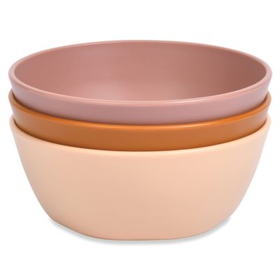 Tiny Twinkle Tableware 3 Pack Dish Set- BPA-Free Cups, Plates and Bowls Sets For Kids and Toddlers - Polypropylene Plastic Dinnerware Set (Sand, Cinnamon, Taupe) Round Bowl