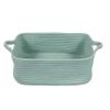XUANGUO Woven Cotton Rope Storage Basket with Handles for Organizing Shelves Closet Small Cat Dog Pet Toy Baskets Box Bin Decorative Rectangle Baby Nursery Basket Gift Basket Empty (Light Green) view 1