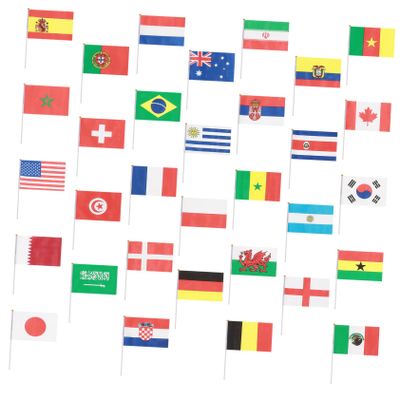 32pcs Hand Held Flags American Flag Countries of The World Stick Flags Around The World Decorations States Flag Stick of Country Small National Flag Country on
