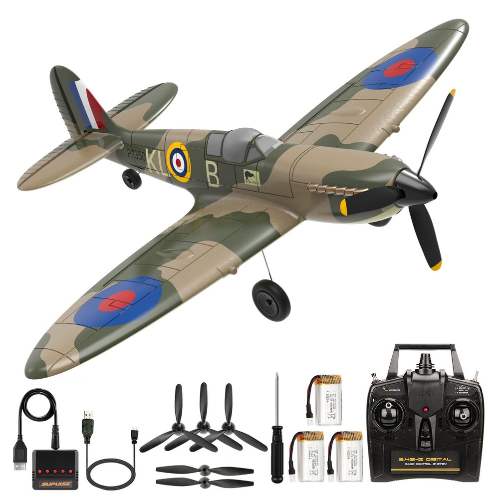 ANTSIR RC Plane Spitfire Fighter, 4 Channel Remote Control Airplane with Gyro System for Adults