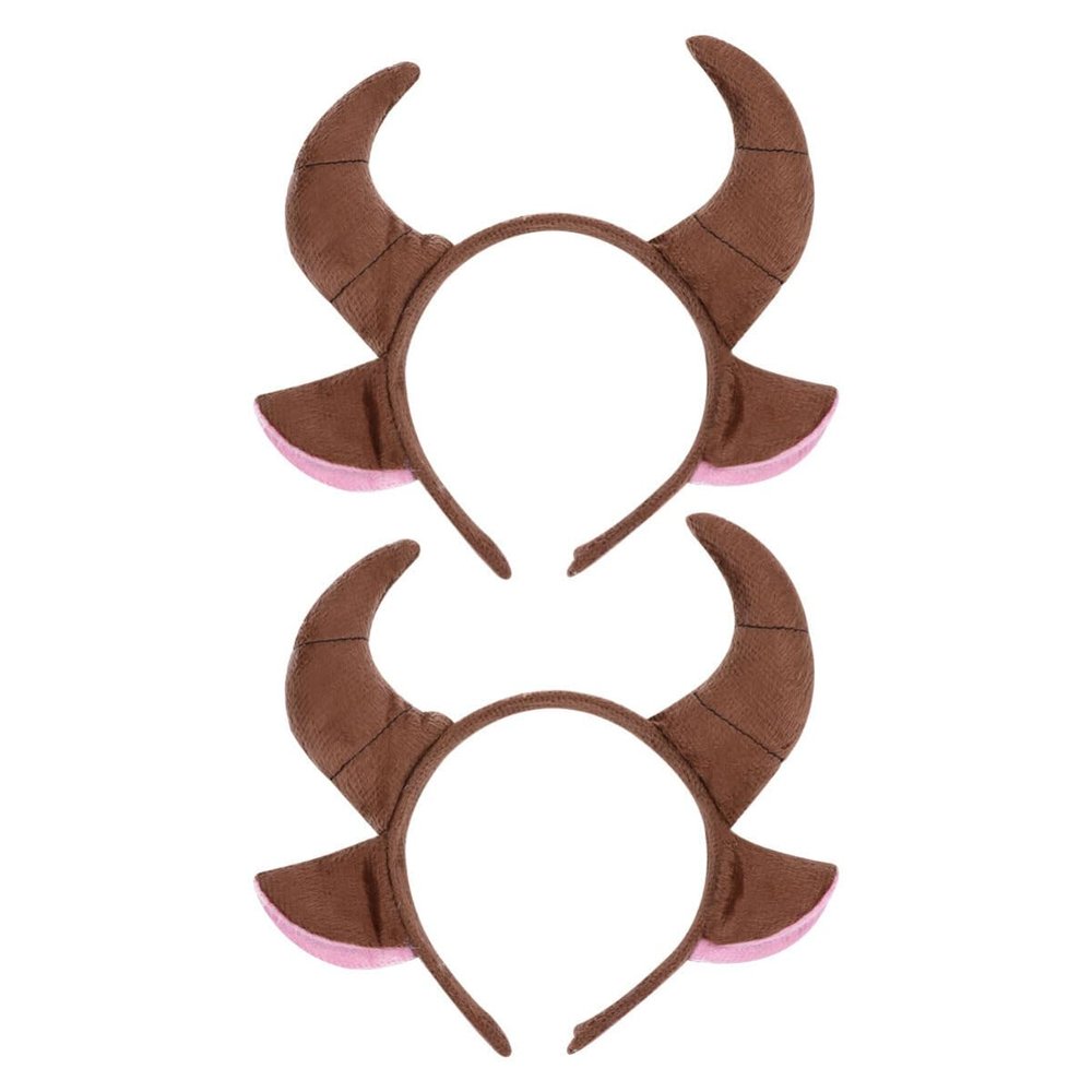 Uonlytech 2pcs horn headpiece Bull Horns Headband Cow Ears Headband Plush Animal Ear for Halloween Festival Theme Party Cosplay Costume cartoon headdress Decor hair hoop