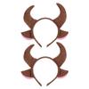 Uonlytech 2pcs horn headpiece Bull Horns Headband Cow Ears Headband Plush Animal Ear for Halloween Festival Theme Party Cosplay Costume cartoon headdress Decor hair hoop view 1