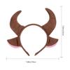 Uonlytech 2pcs horn headpiece Bull Horns Headband Cow Ears Headband Plush Animal Ear for Halloween Festival Theme Party Cosplay Costume cartoon headdress Decor hair hoop view 2