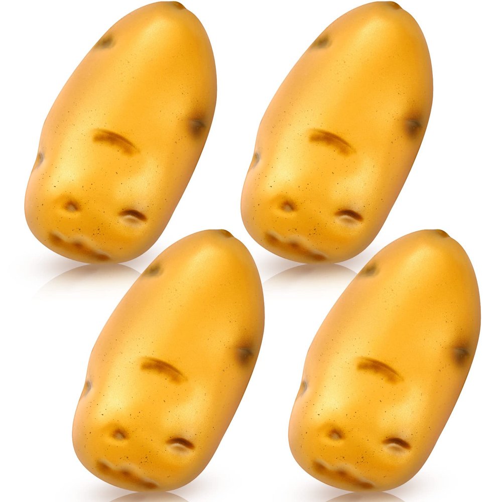 Deekin 4 Packs Potato Stress Balls Random Stuff Funny Stress Balls Relief Food Ball PU Fake Potato Fidget Vegetable Ball Elastic Relief for Women Men Anxiety Releasing Daily Relieving