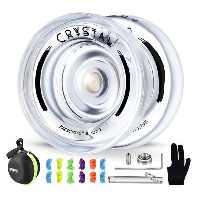 MAGICYOYO K2 Crystal Responsive Yoyo for Kids 8-12, Plastic Finger Spin Yoyo Professional, Dual Purpose Trick Yo Yo for Adults with Unresponsive Bearing Kit+ 12 Yo-yo Strings + Storage Case