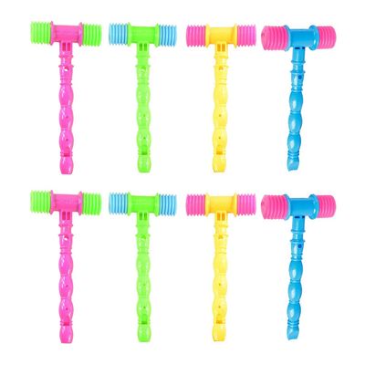NUOBESTY 8Pcs Squeaky Hammer Toy for 1 Year Old Boy, Baby Pounding Toys Plastic Gavel Mallet Whistle Noise Maker for Birthday Party Favors, Carnival Game, Easter Basket Stuffer (Random Color)