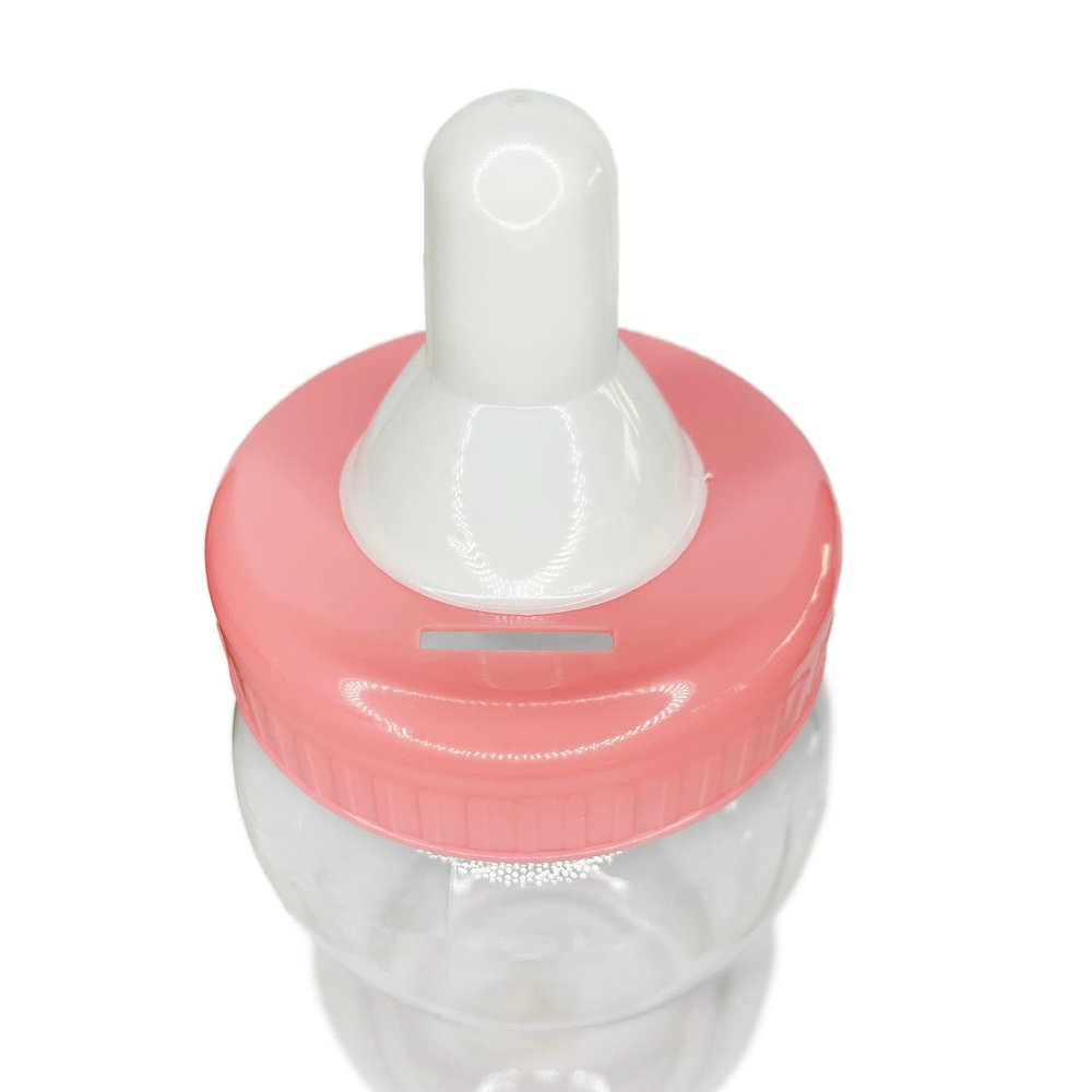 Crafts Central Jumbo Plastic Fillable Baby Shower Milk Bottle, Coin Bank, Favor Decoration (Pink, 13" Inch)