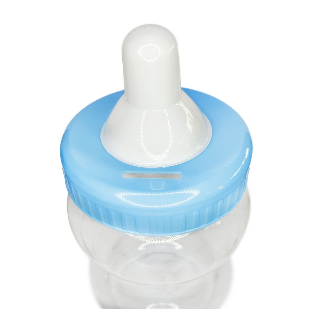 Crafts Central Jumbo Plastic Fillable Baby Shower Milk Bottle, Coin Bank, Favor Decoration (Blue, 10" Inch)