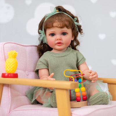 KAWAYII 22 Inch Toddler Reborn Baby Dolls Full Body Washable Realistic Baby Doll Girl Anatomically Correct Soft Silicone Newborn Look Baby Doll with Clothes and Toy Accessories