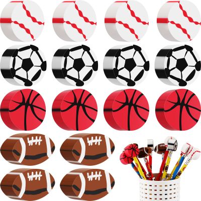 32 Pieces Fun Sport Mini Erasers Basketball Soccer Football Baseball Themed Erasers Birthday Party Favors Gifts for Student Prizes Classroom Rewards Supplies