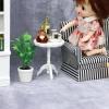 Miniature Dollhouse End Table 1:12 Scale Wooden Furniture Round Side Tea Table Model for Dollhouse Living Room Scene Decoration (White) view 4