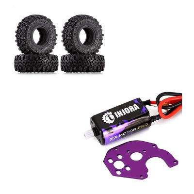 INJORA 1.0 Tires Soft Rubber Crawler Wheel Tires and Motor for SCX24 Gladiator Bronco C10 JLU Deadbolt B17 Axial 1/24 1/18 Tracked car