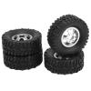 Hub Wheel Rims with Soft Rubber Tires, 4WD Rubber Tires Aluminum Alloy Wheel Hub for WPL C14 C24 B14 B24 B16 B36 1/16 RC Car Upgrade Part(Silver), car model accessories view 1